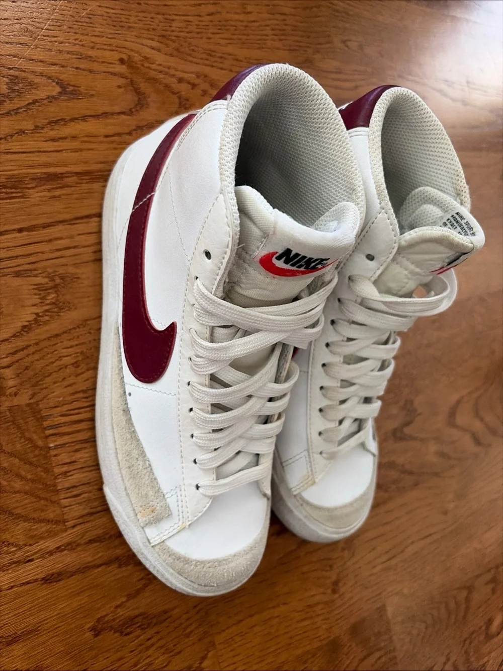 Nike Blazer 77 Shoe Y 4.5 EU 36.5 Sneaker High Top White Burgundy Team Maroon